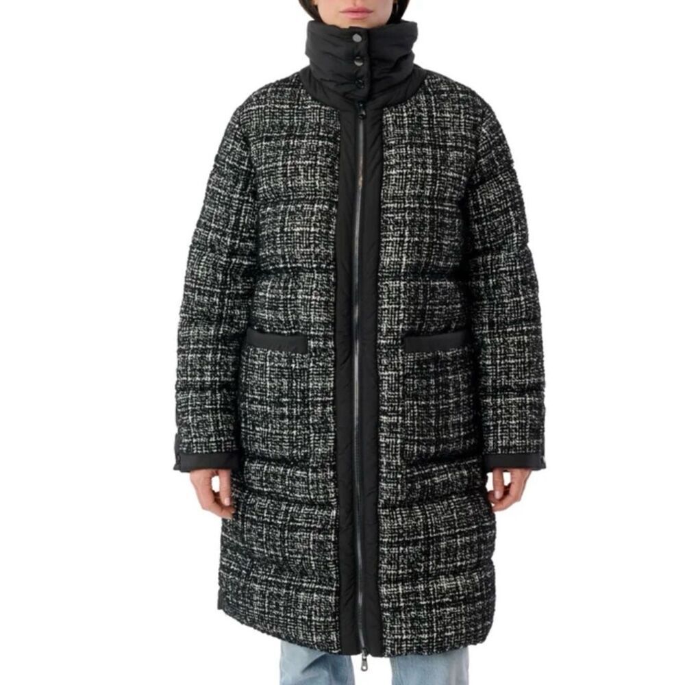 Women's Black Tweed Puffer Coat